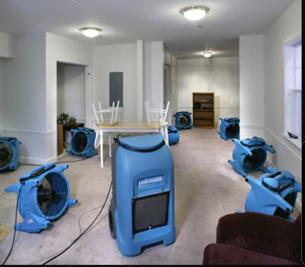 Air movers and dehumidifier setup for Water Damage Restoration in Coral Springs